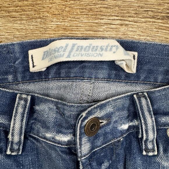 Vintage Diesel Industry Jeans Mens 36 Blue Distressed Made in Italy Button Fly - Picture 7 of 16